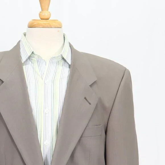Neiman Marcus 42R Beige Blazer Sport Coat Jacket 2-Button Solid Y706